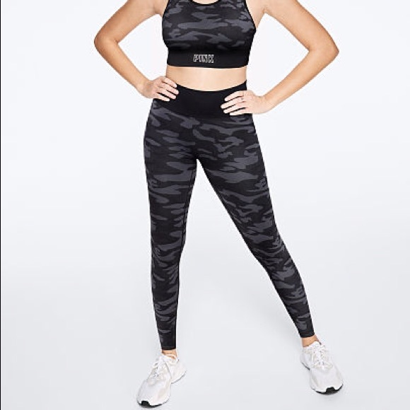 🚫SOLD🚫💗VS PINK BLACK GREY CAMO TIGHT LEGGINGS - Picture 2 of 5